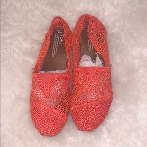 Toms coral crocheted shoes